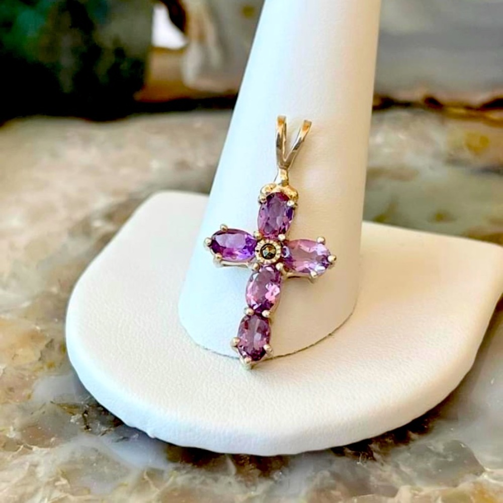 Sterling Silver Amethyst Cross